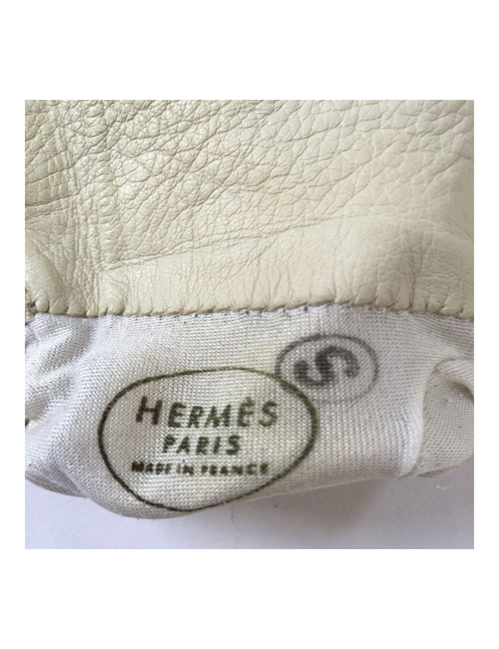 HERMES gloves in cream size lamb leather 7