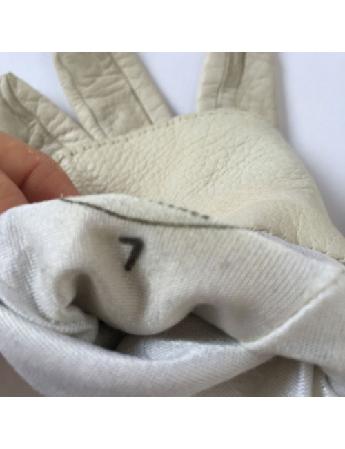 HERMES gloves in cream size lamb leather 7
