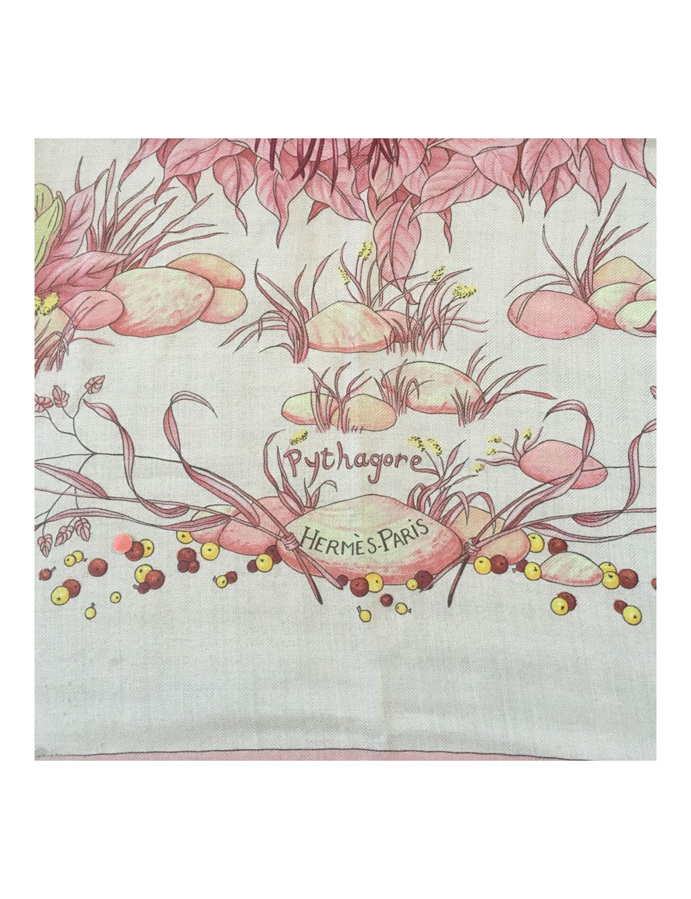 Châle "Pythagore" HERMES en cachemire et soie rose