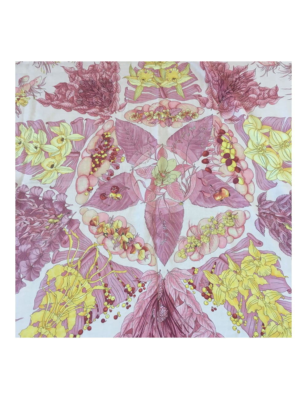 Châle "Pythagore" HERMES en cachemire et soie rose