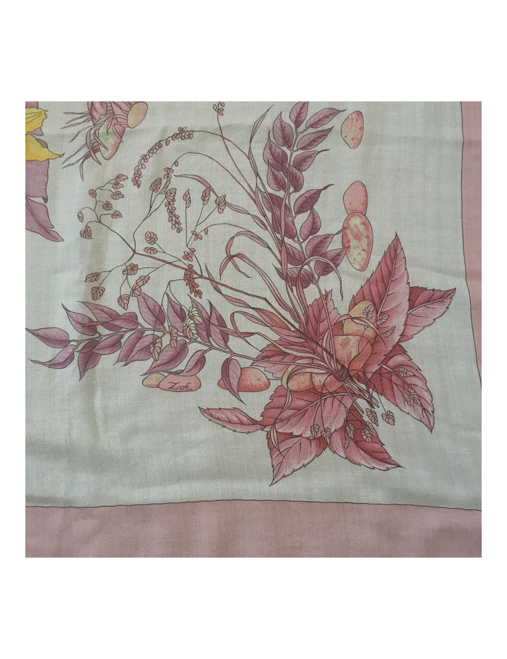 Châle "Pythagore" HERMES en cachemire et soie rose