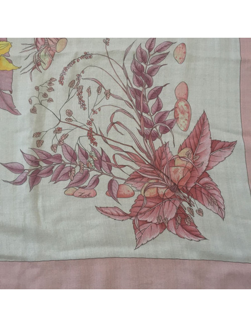 Châle "Pythagore" HERMES en cachemire et soie rose