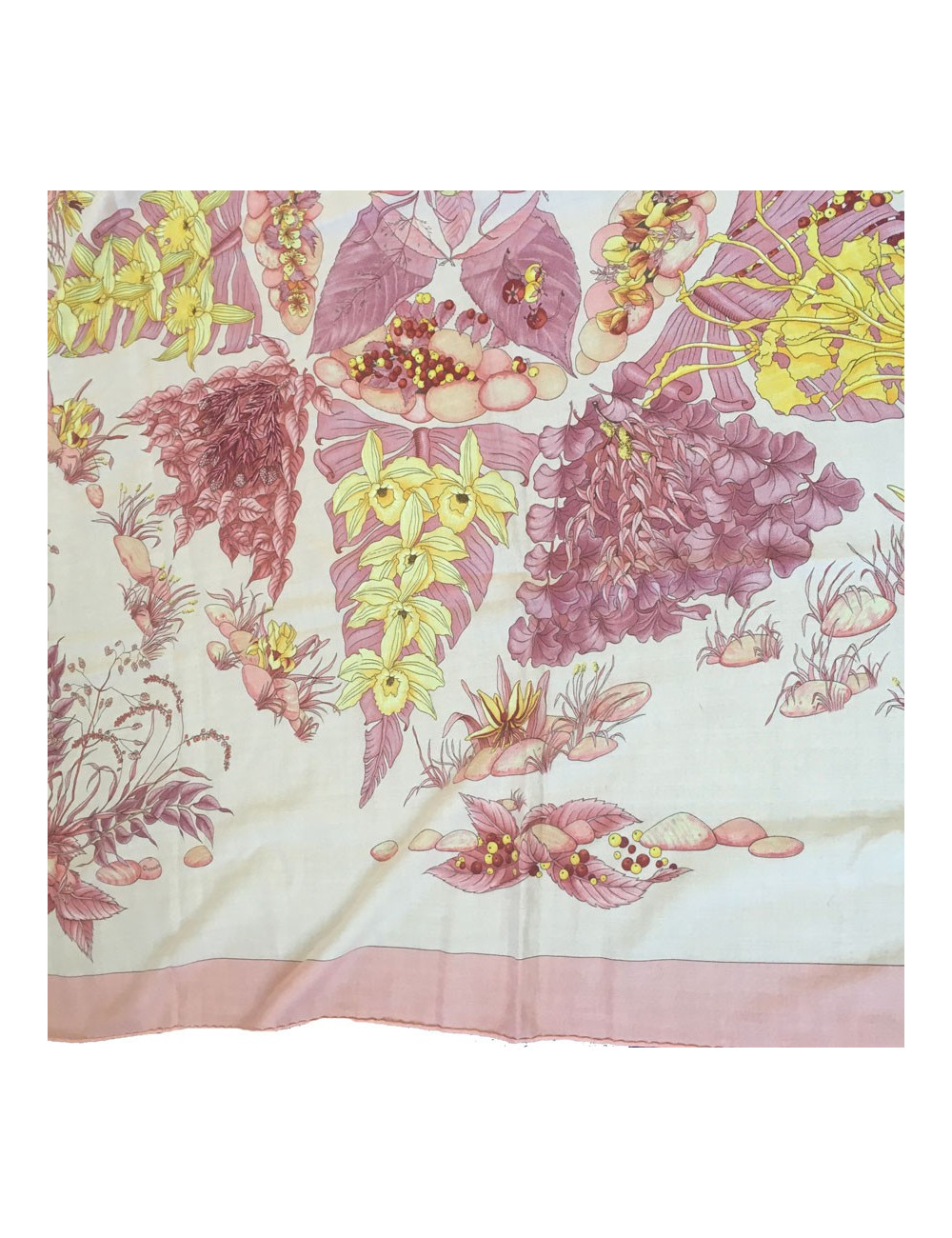 Châle "Pythagore" HERMES en cachemire et soie rose