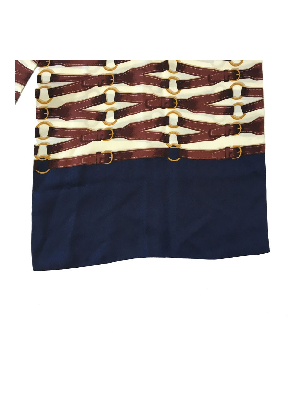 Foulard HERMES en soie ivoire, bordeaux et bleu