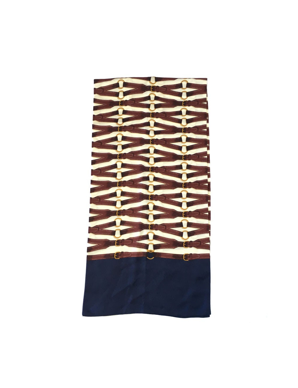 Ivory, Maroon and blue silk HERMES scarf