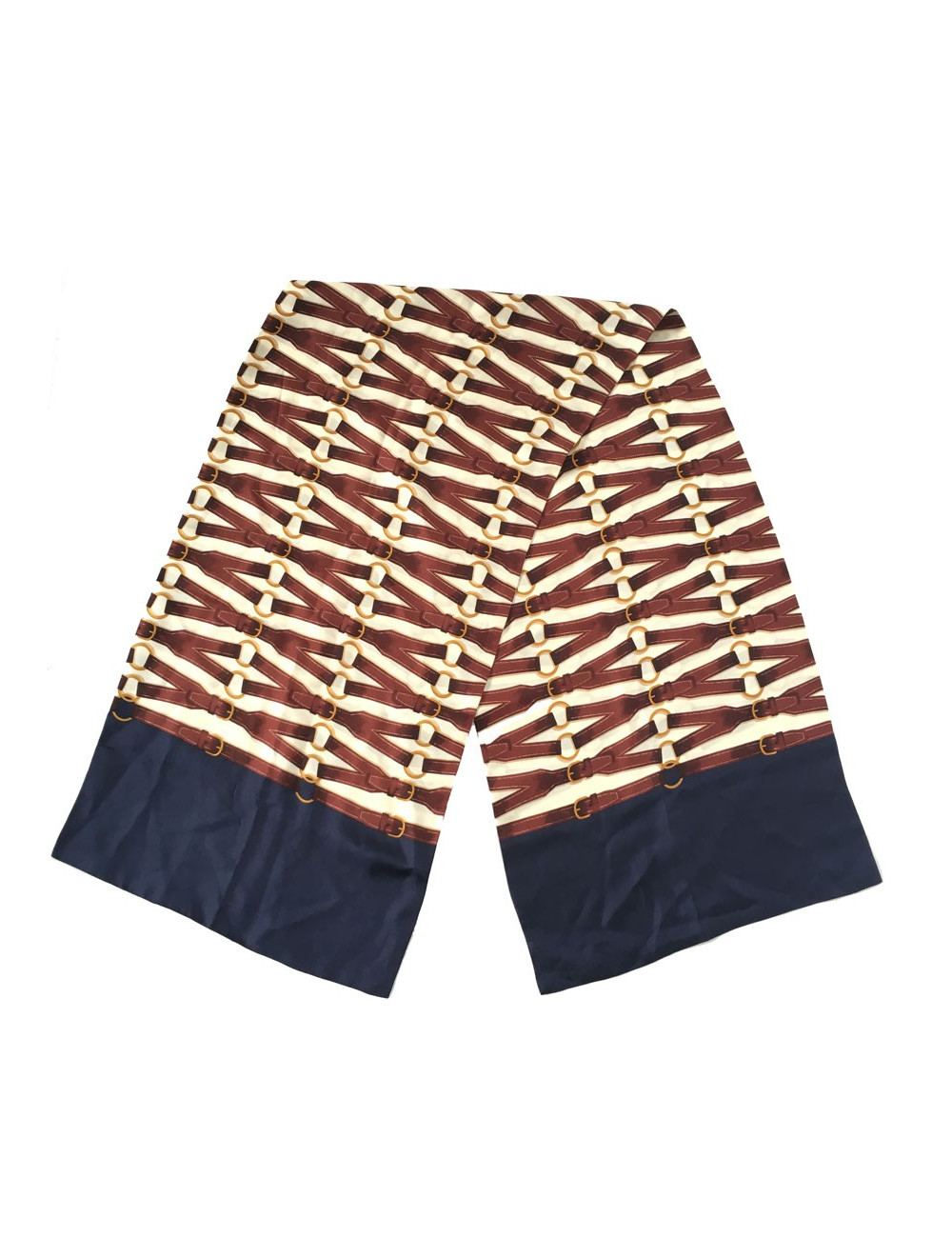 Ivory, Maroon and blue silk HERMES scarf