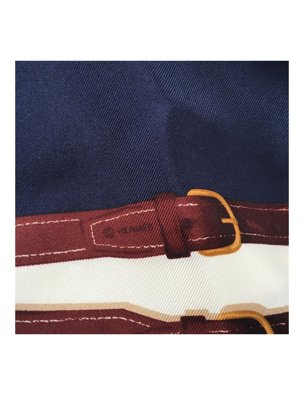 Ivory, Maroon and blue silk HERMES scarf