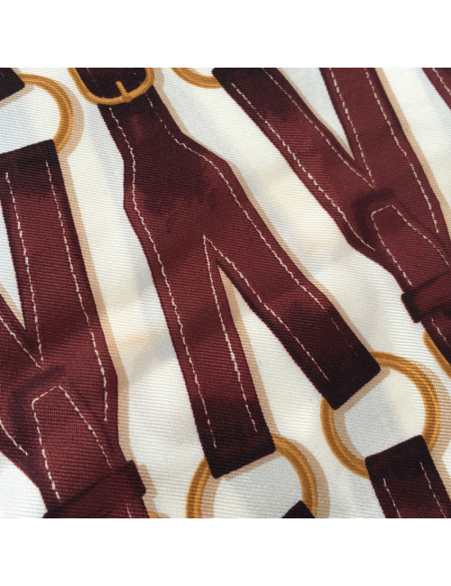 Ivory, Maroon and blue silk HERMES scarf