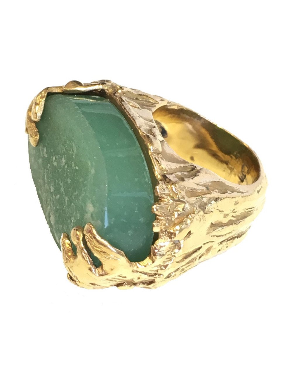 Ring YVES SAINT LAURENT vintage green jade stone T53