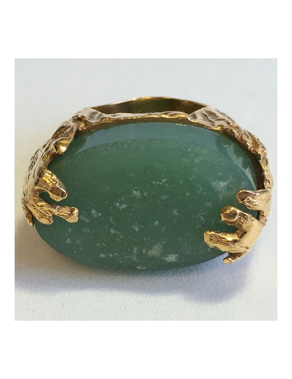 Ring YVES SAINT LAURENT vintage green jade stone T53