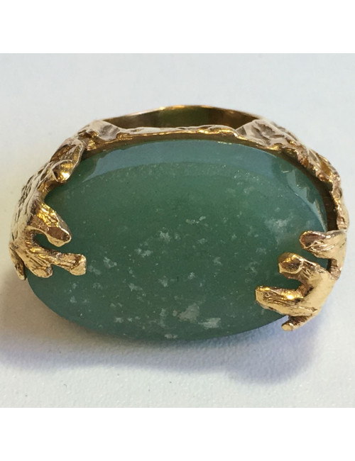 Ring YVES SAINT LAURENT vintage green jade stone T53