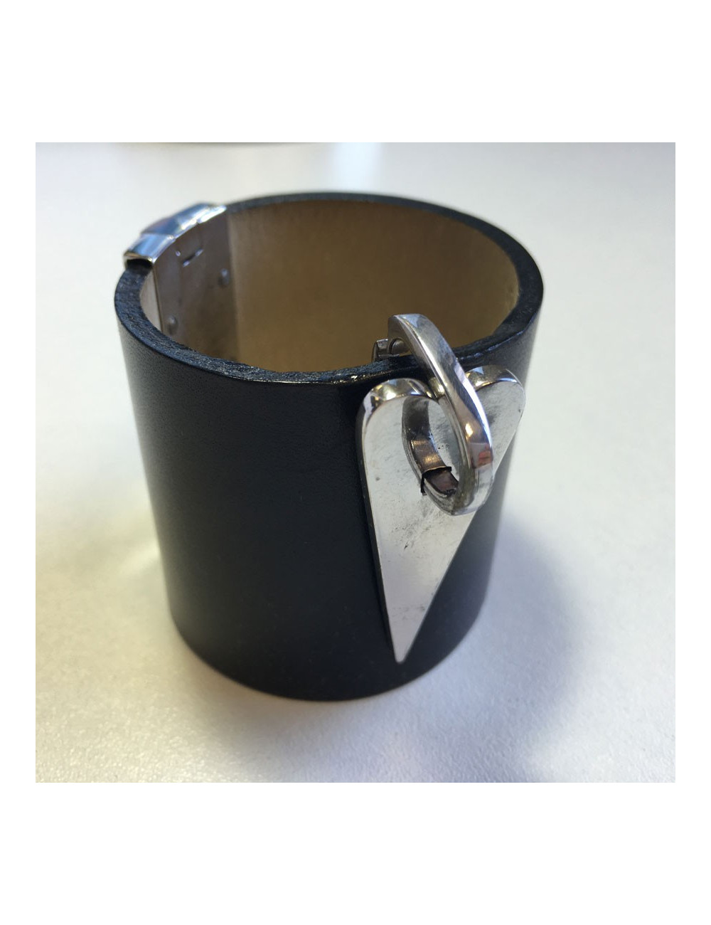 PIANEGONDA black leather and silver hardware cuff