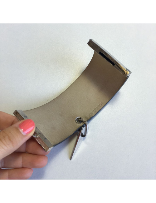 PIANEGONDA black leather and silver hardware cuff