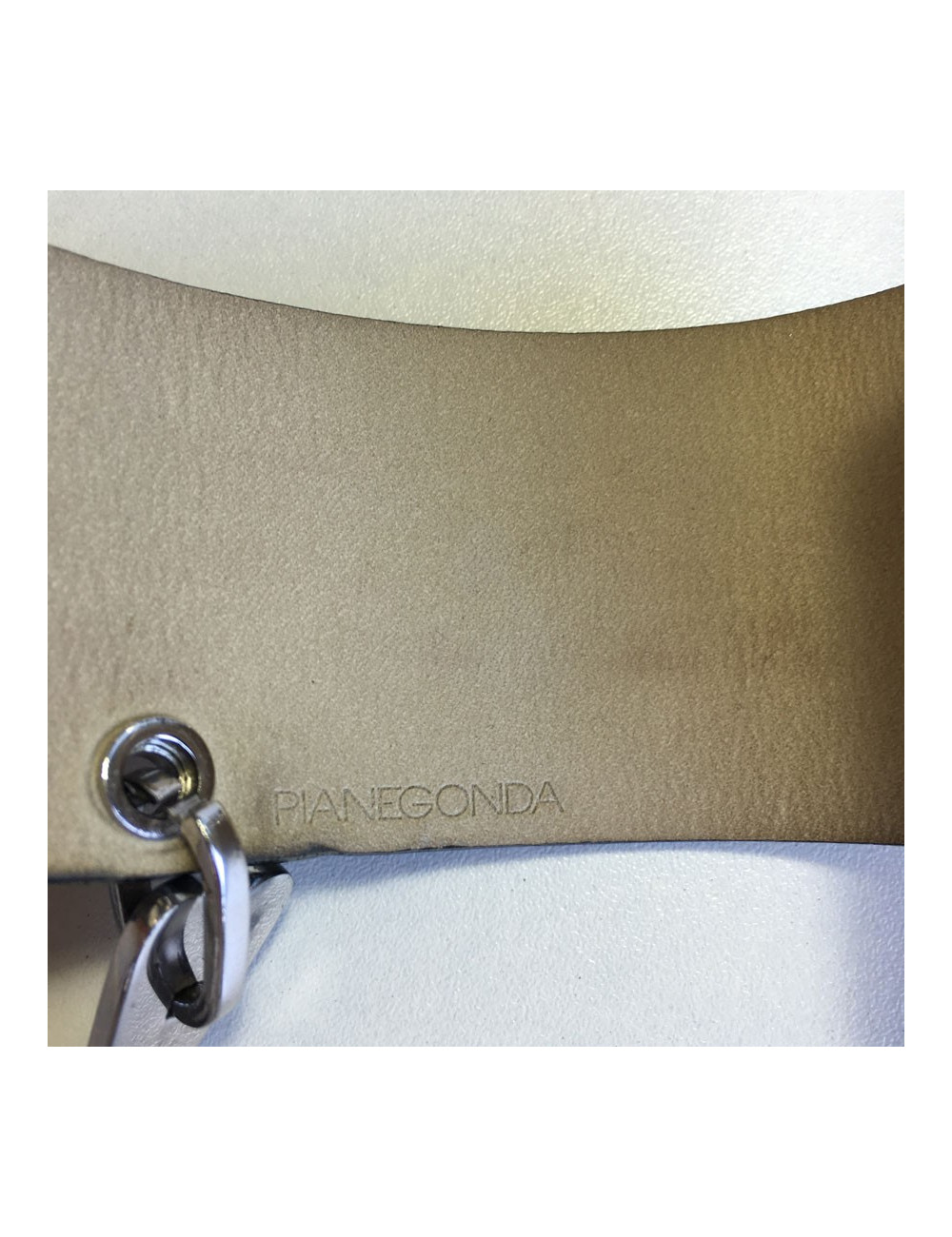 PIANEGONDA black leather and silver hardware cuff