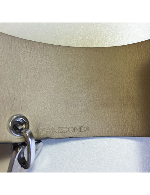 PIANEGONDA black leather and silver hardware cuff