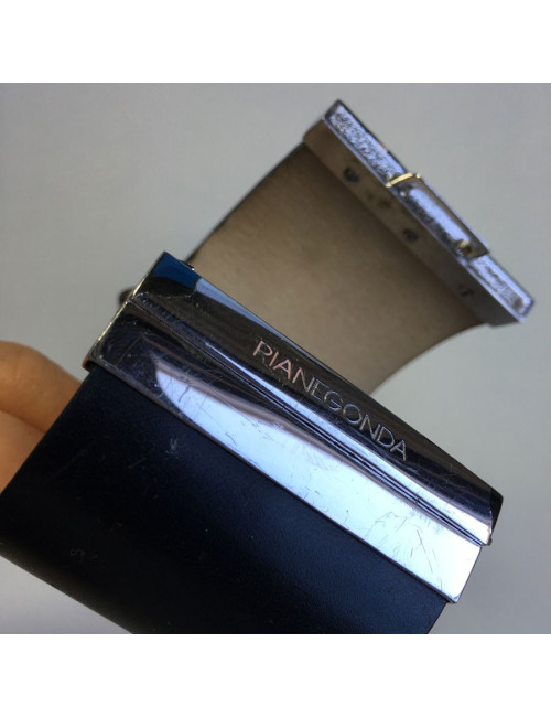 PIANEGONDA black leather and silver hardware cuff