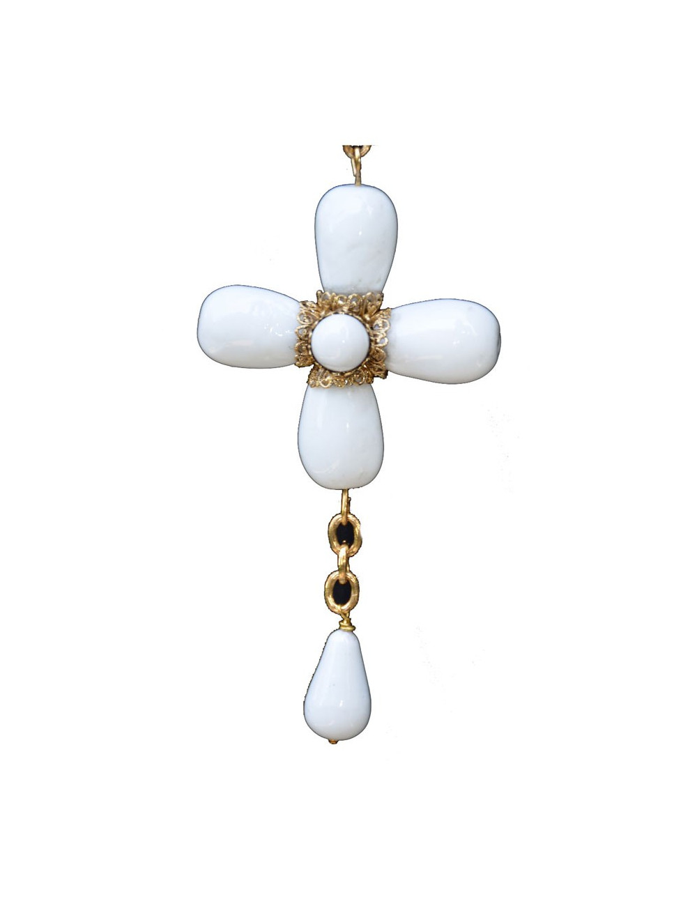 Collier Croix blanc Marguerite de Valois