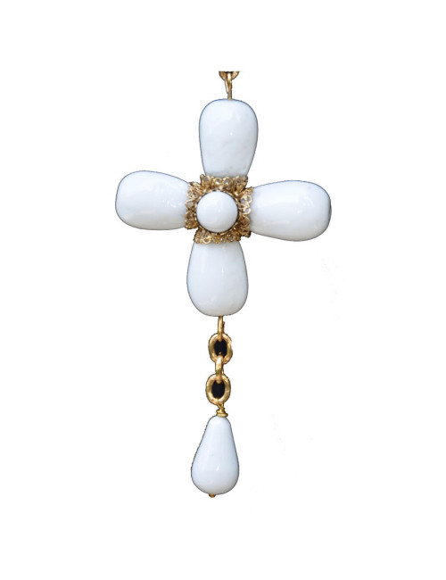 Collier Croix blanc Marguerite de Valois