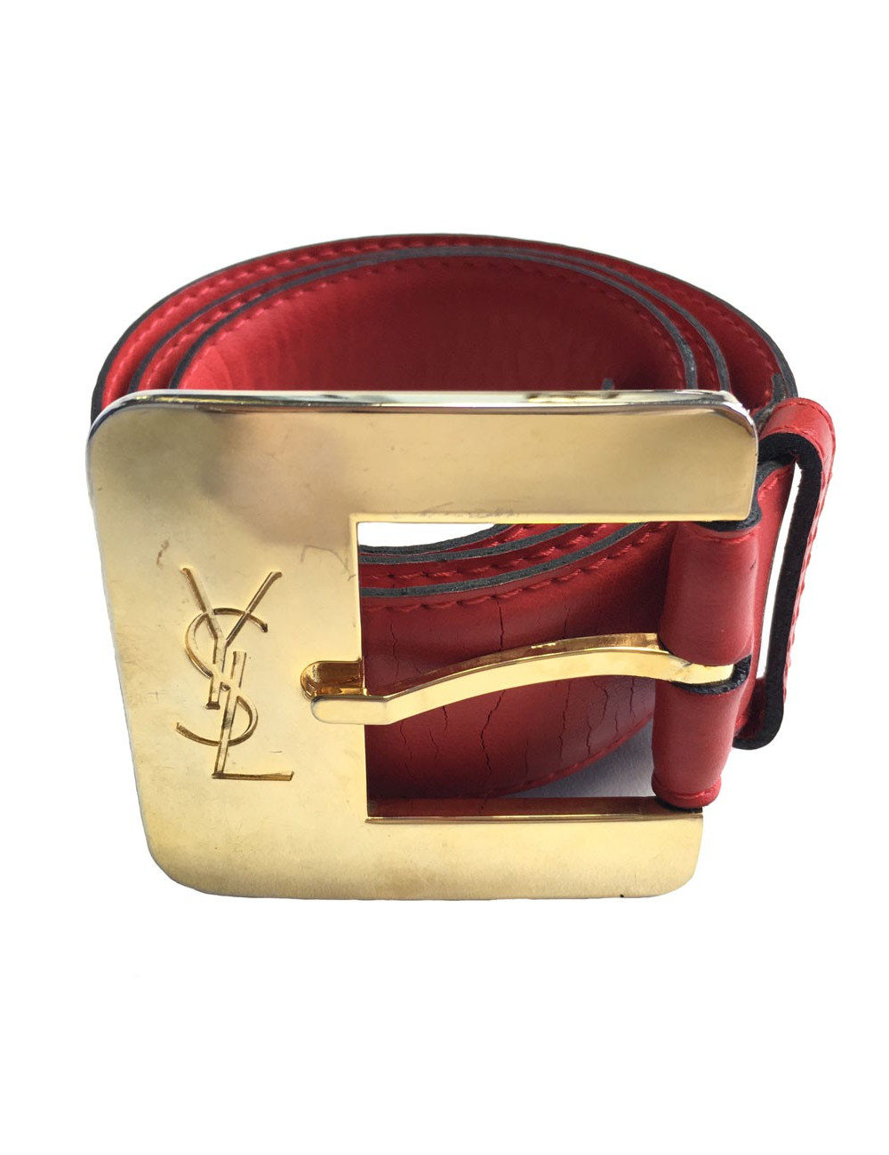 Ceinture YVES SAINT LAURENT cuir rouge