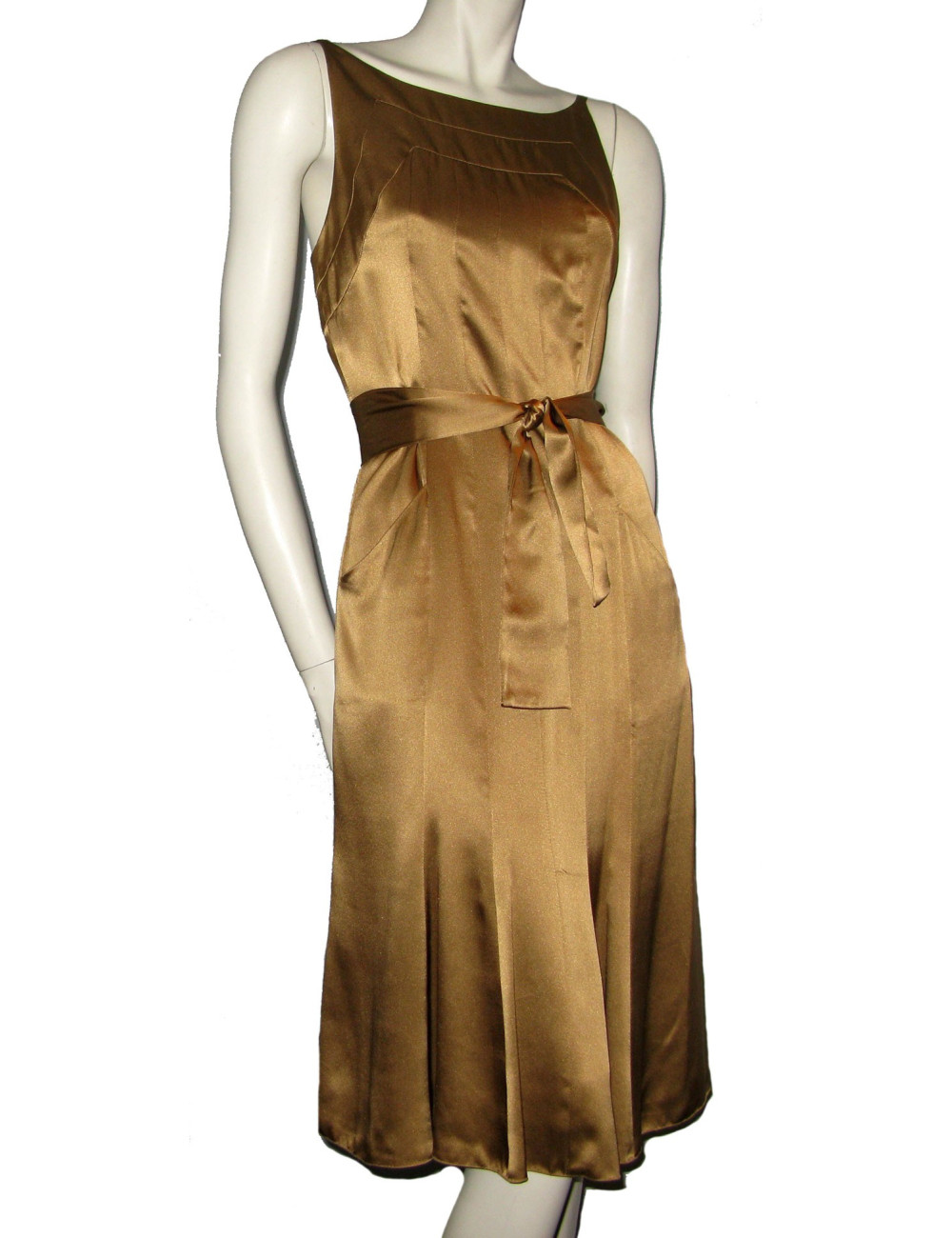 Robe CHANEL T 38 soie mordorée