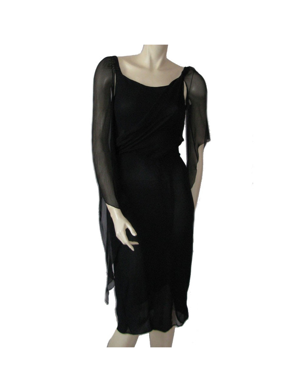 robe CHANEL en soie bleu nuit T38