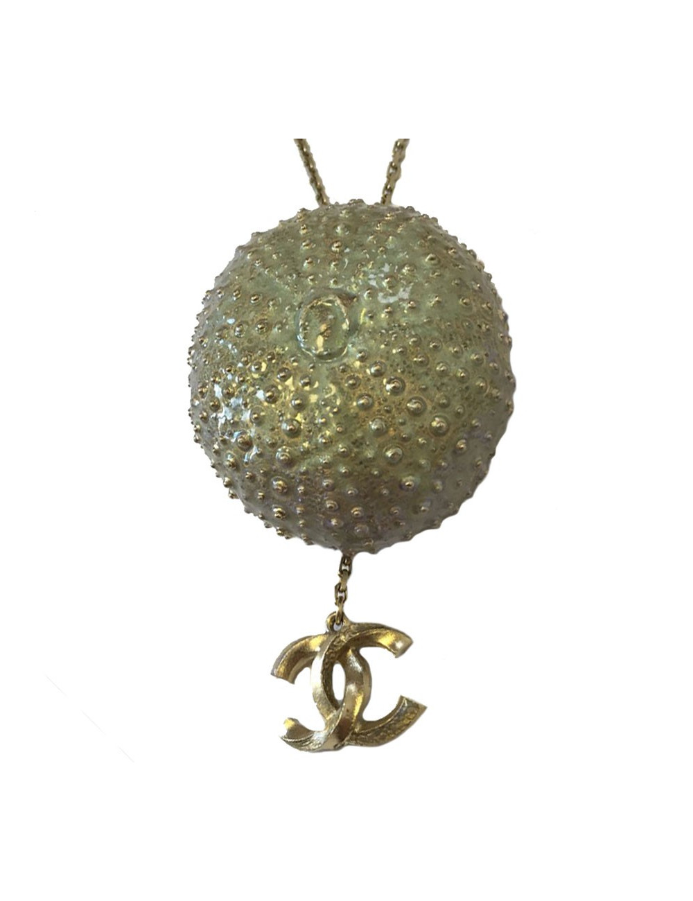 xxx Collier CHANEL "Oursin" en métal doré