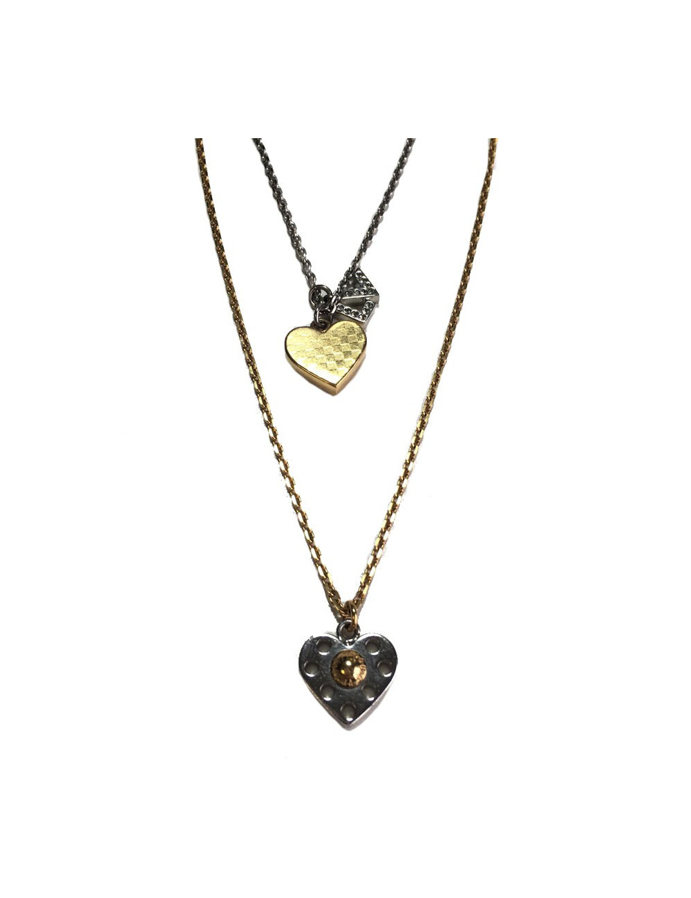 Necklace double LOUIS VUITTON gold and silver metal