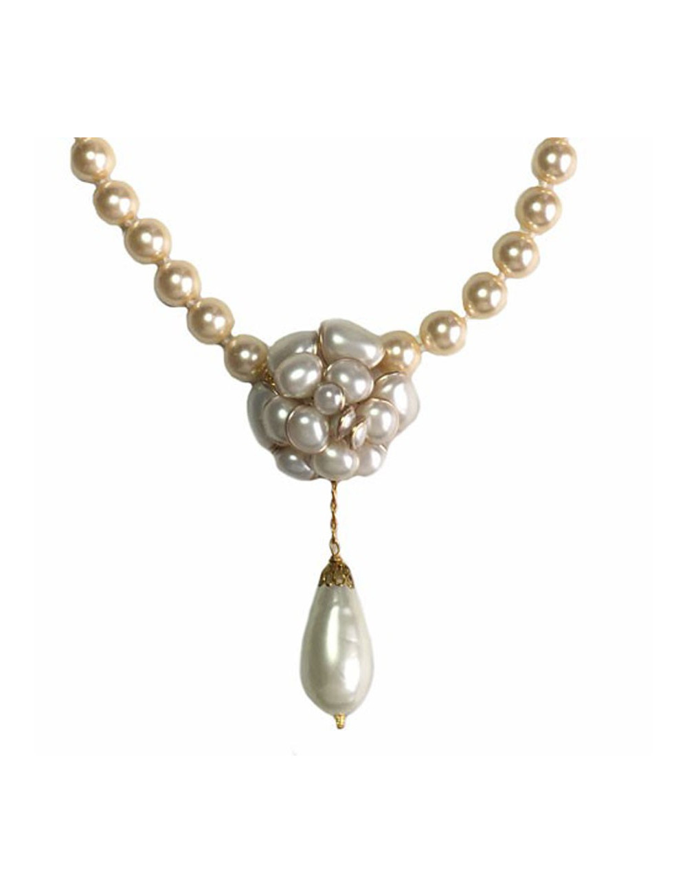 Collier camélia MARGUERITE de VALOIS en perles nacrées ivoire