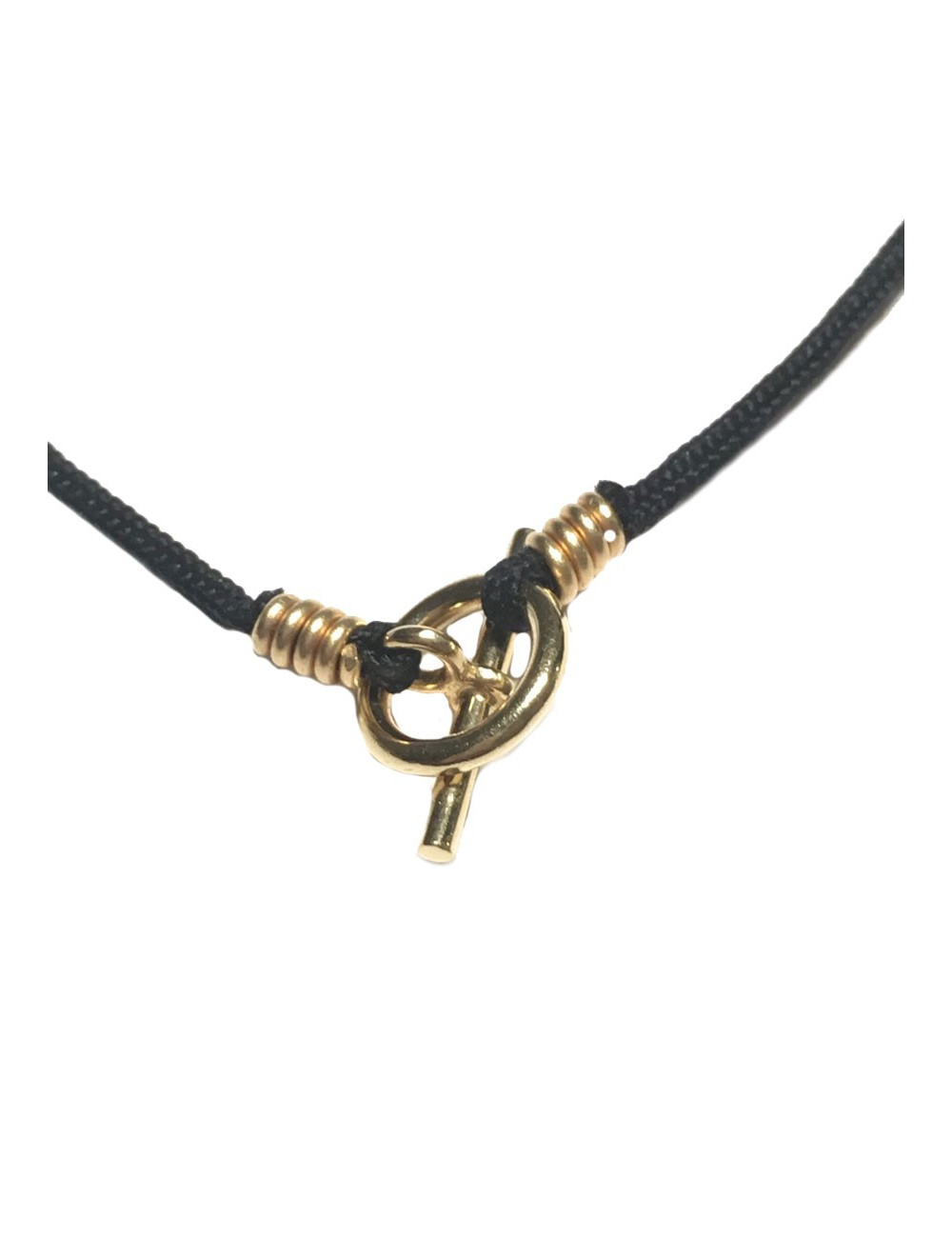 Collier HERMES lien noir et bijouterie or