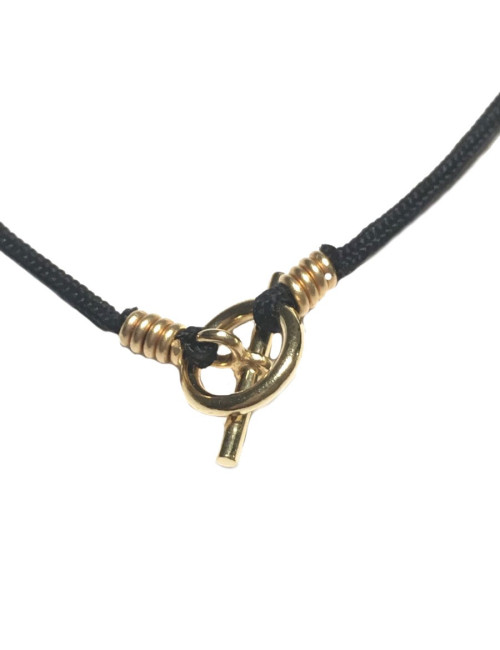 HERMES black link necklace and jewelry gold