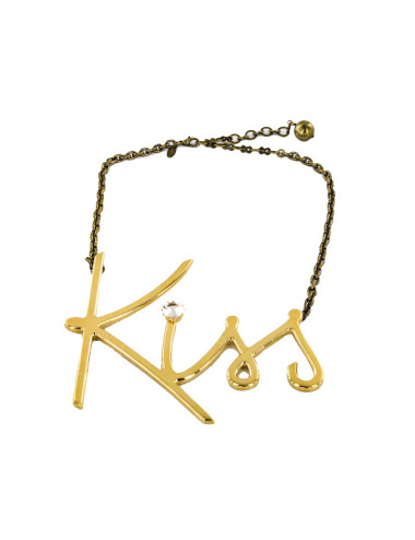 LANVIN iconic 'Kiss' gilded metal necklace
