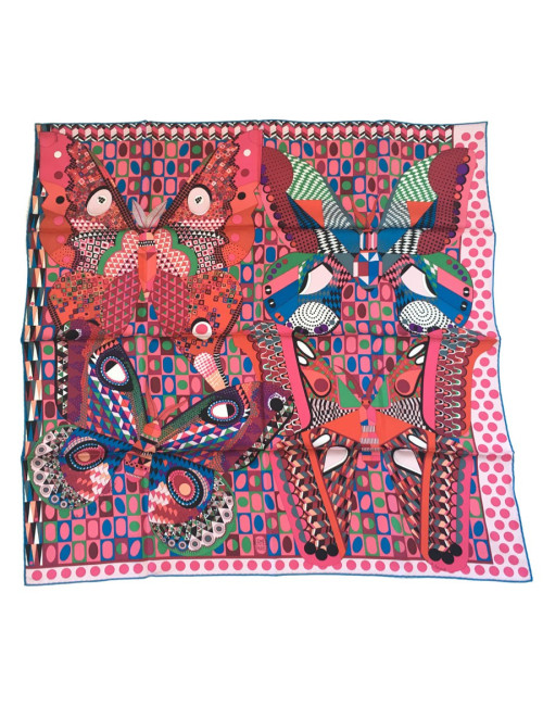 Square "Wings of silk" HERMES silk pink