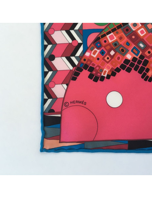 Square "Wings of silk" HERMES silk pink