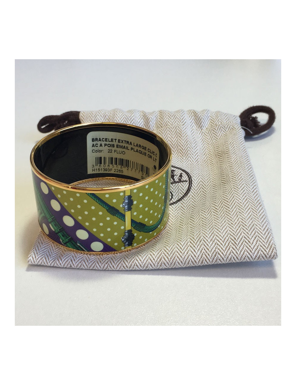 Bracelet HERMES extra large clic clac en émail et plaqué or