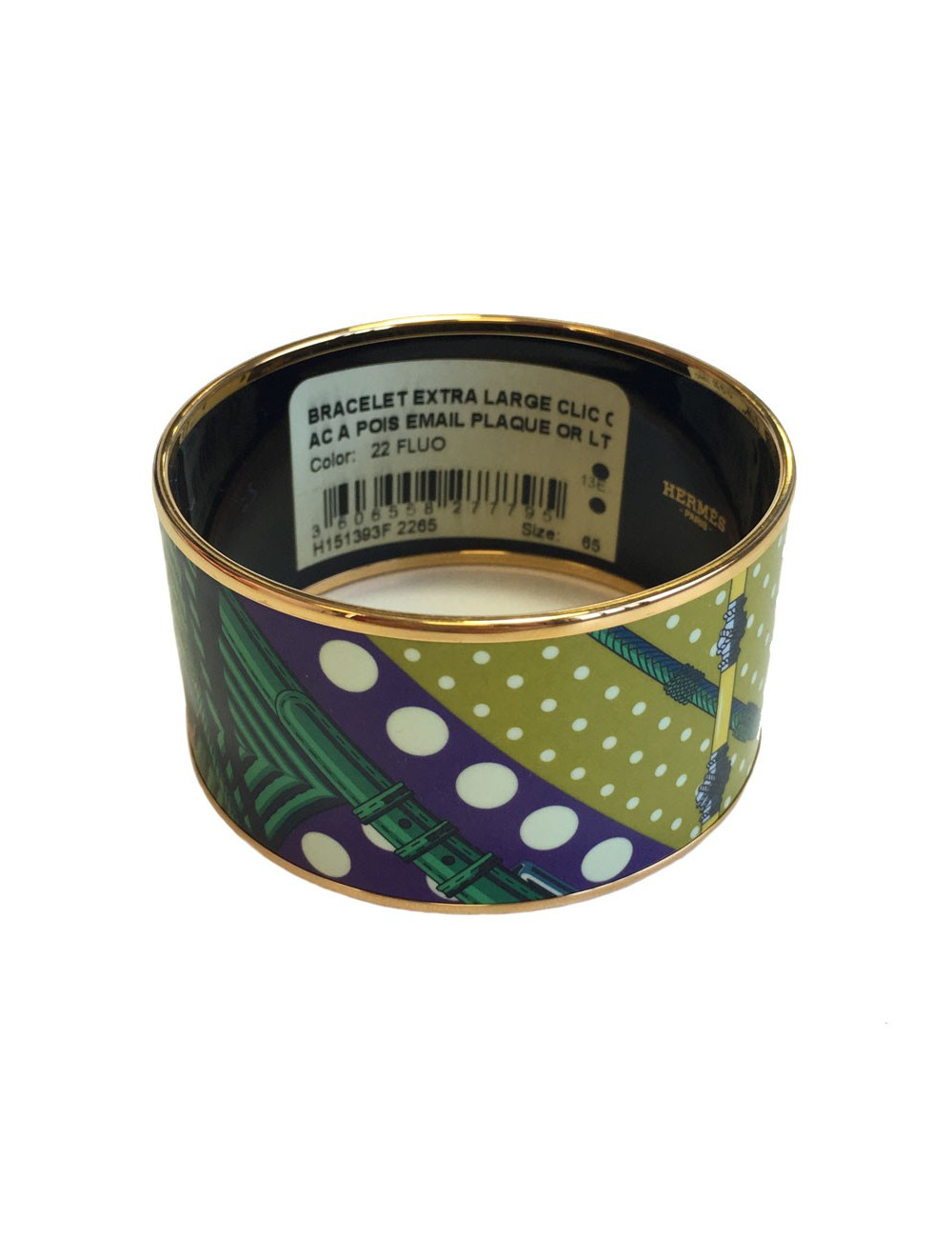 Bracelet HERMES extra large clic clac en émail et plaqué or