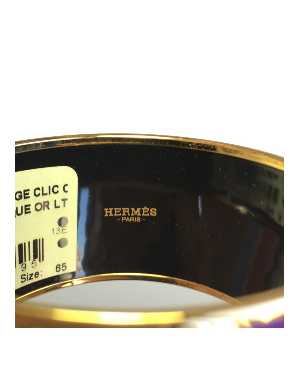 Bracelet HERMES extra large en émail et plaqué or