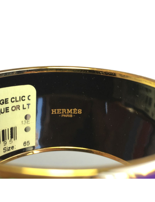 Bracelet HERMES extra large clic clac en émail et plaqué or