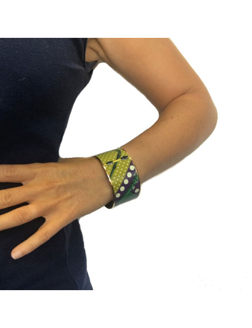 Bracelet HERMES extra large clic clac en émail et plaqué or