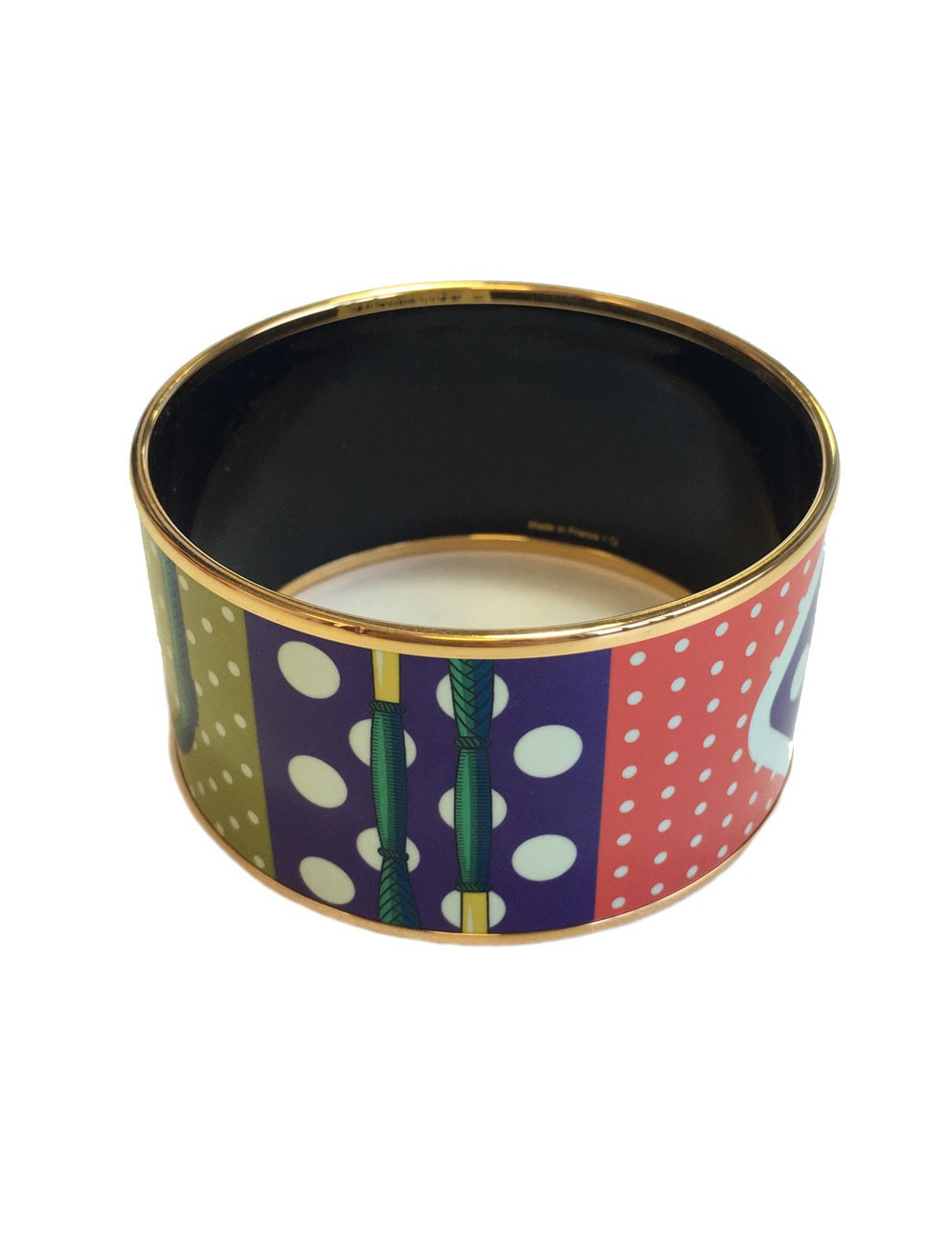 Bracelet HERMES extra large clic clac en émail et plaqué or