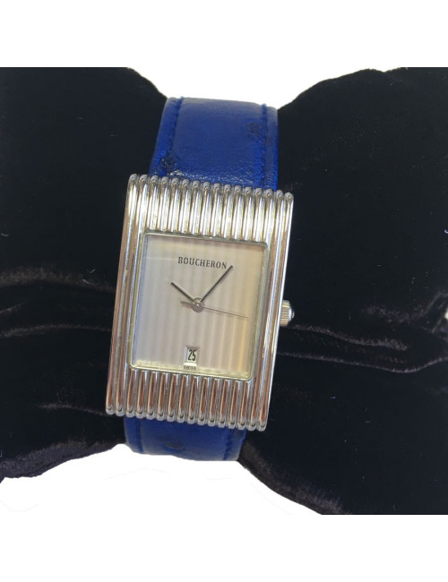 PILE A CHANGER Montre BOUCHERON en acier et cuir