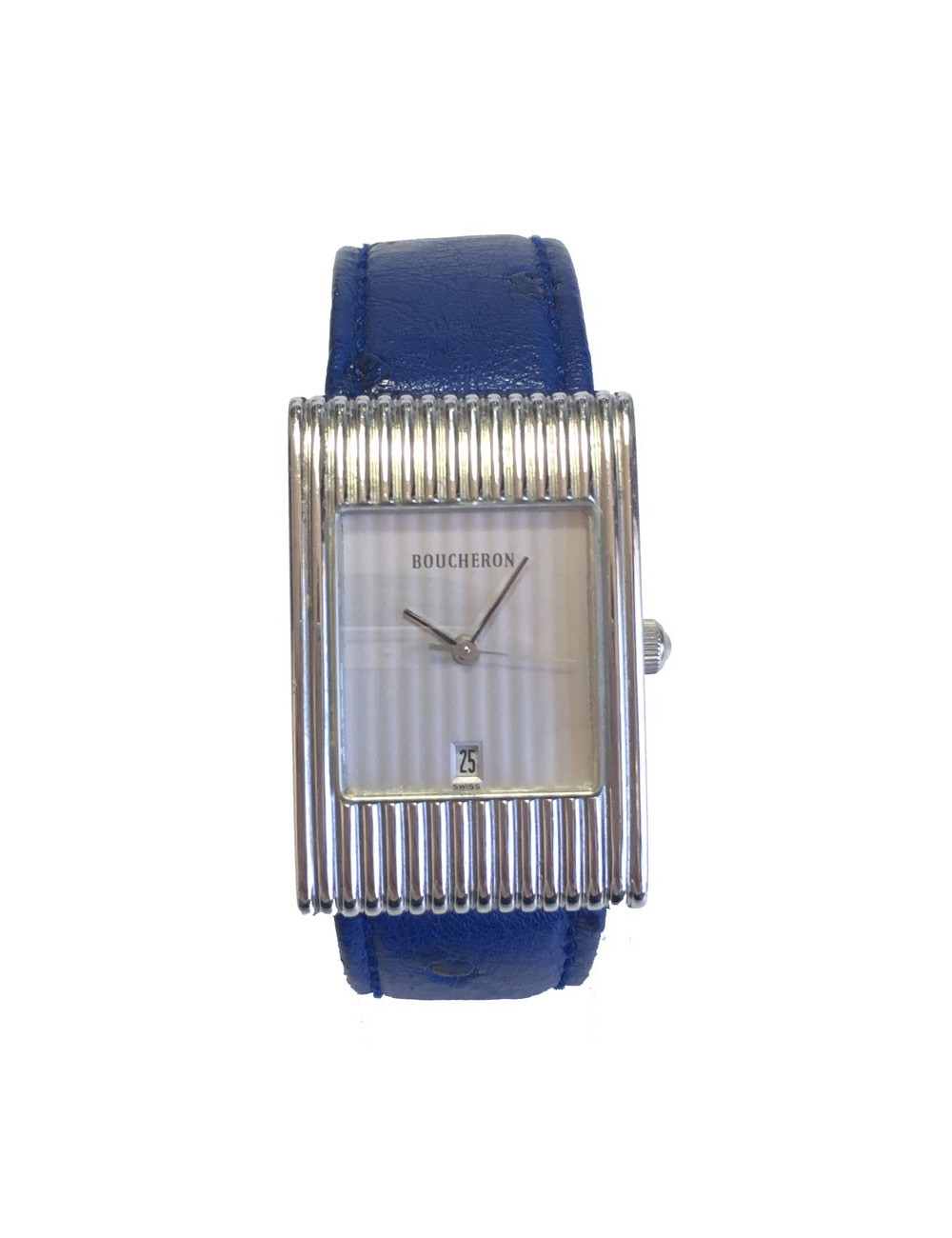 PILE A CHANGER Montre BOUCHERON en acier et cuir