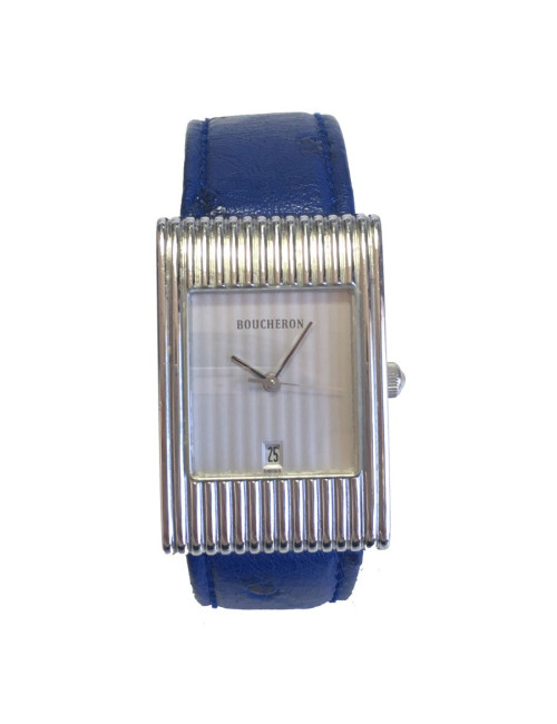 PILE A CHANGER Montre BOUCHERON en acier et cuir