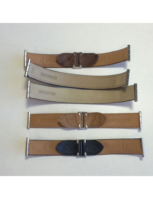 PILE A CHANGER Montre BOUCHERON en acier et cuir