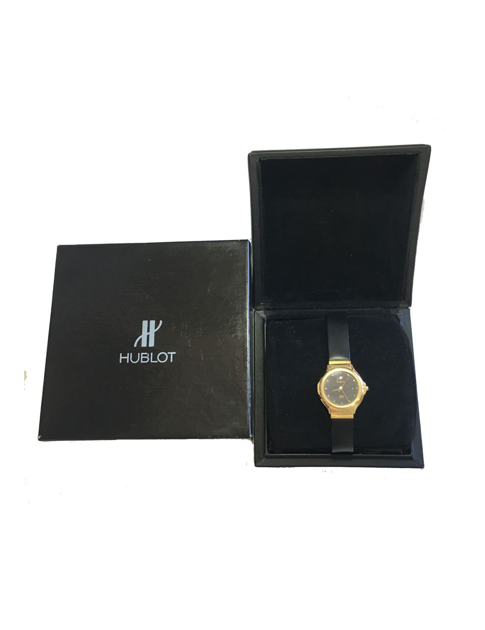 xxx Montre HUBLOT MDM automatique en or et cuir noir
