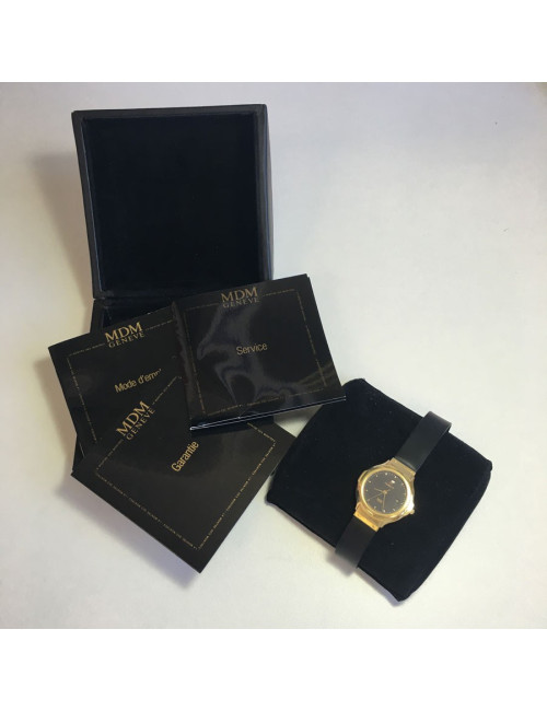 xxx Montre HUBLOT MDM automatique en or et cuir noir