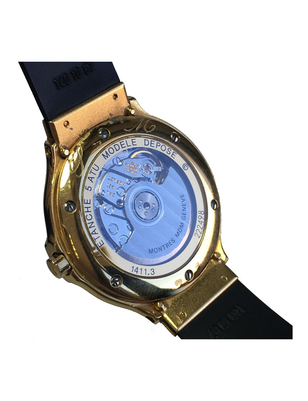 xxx Montre HUBLOT MDM automatique en or et cuir noir