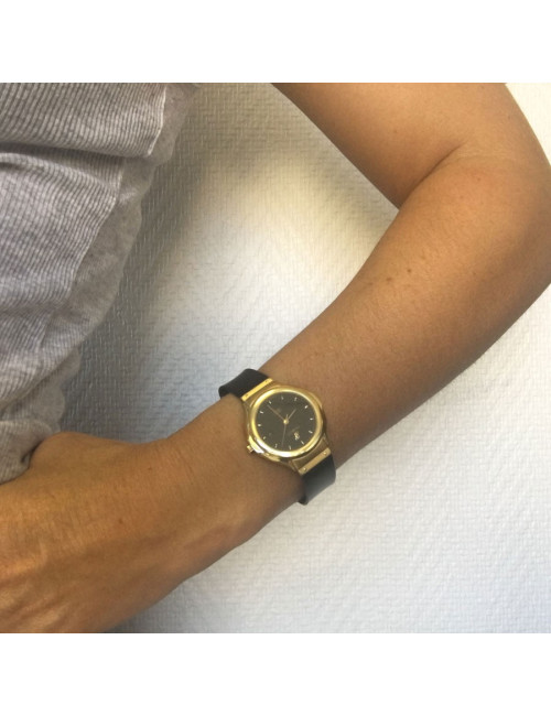 xxx Montre HUBLOT MDM automatique en or et cuir noir