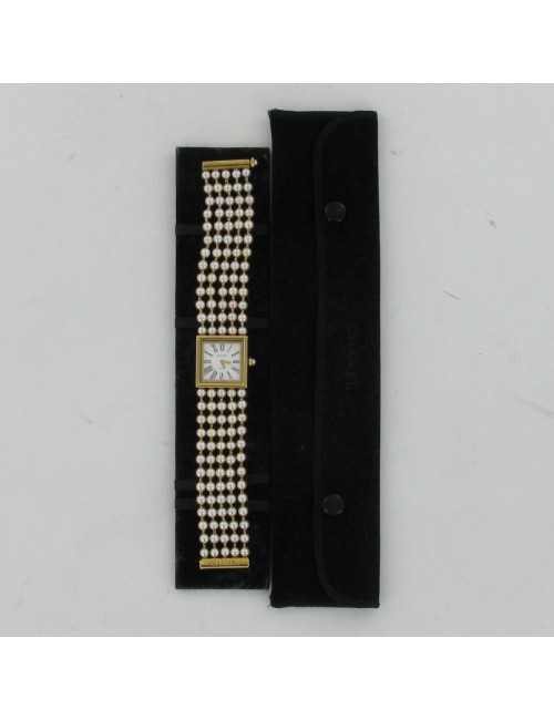 Montre Mademoiselle perles et or jaune CHANEL