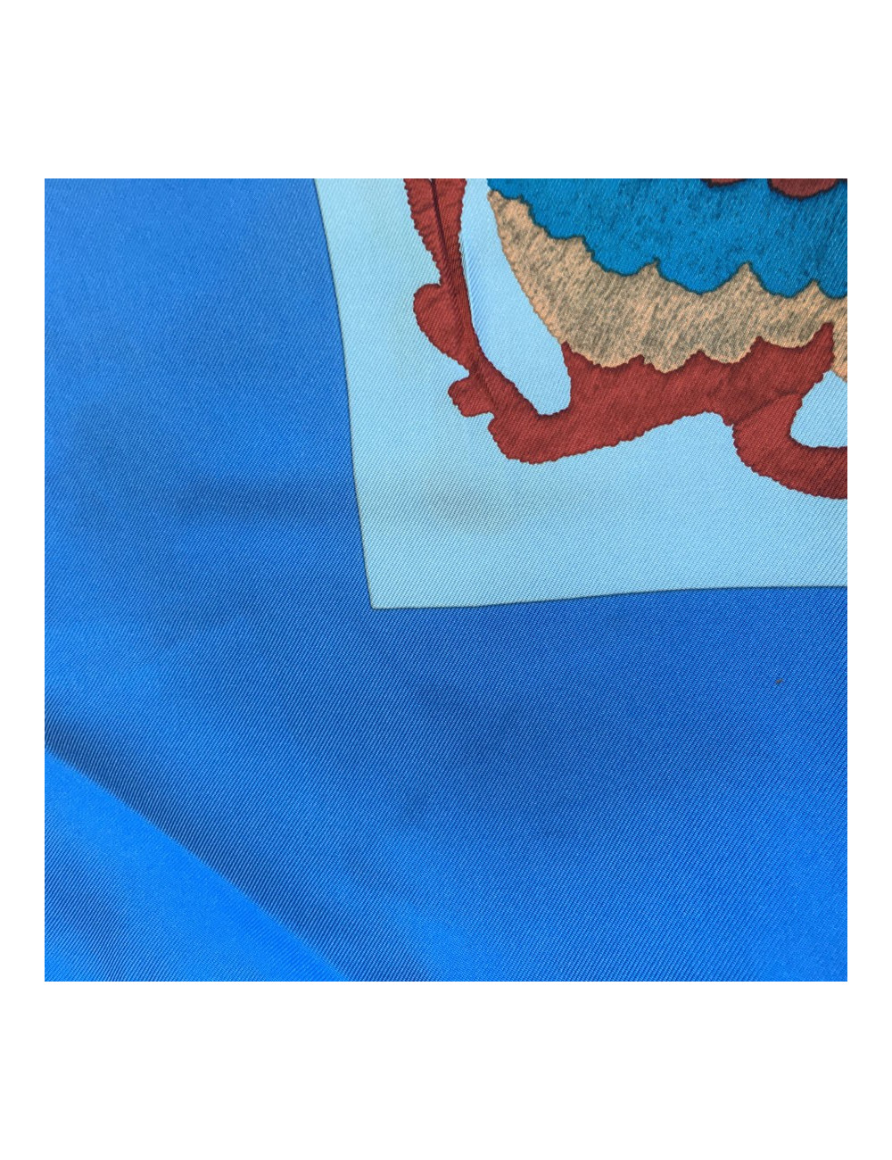 xxx Carré HERMES "Din tini ya sue" en soie bleue