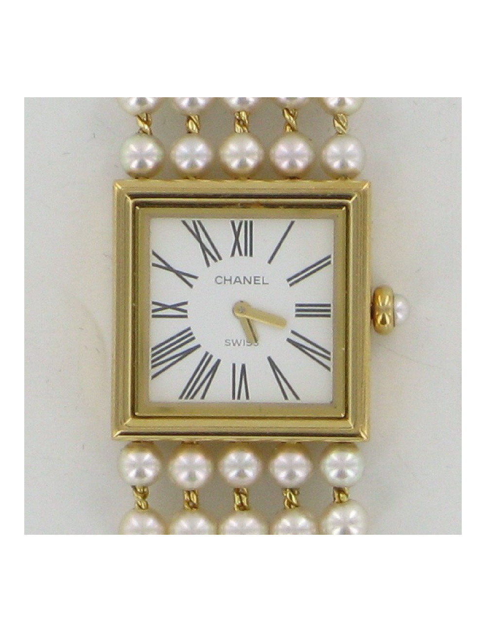 Montre Mademoiselle perles et or jaune CHANEL